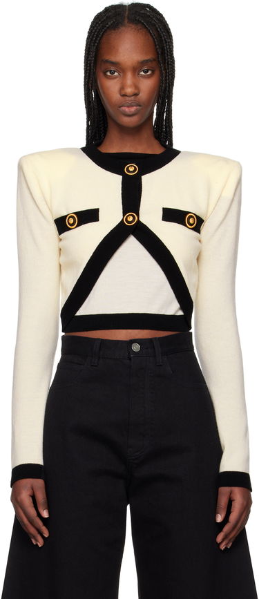 Sweater Balmain Balmain Knit Faux-Cardigan Sweater Hvid | EF1KA120KH91, 0