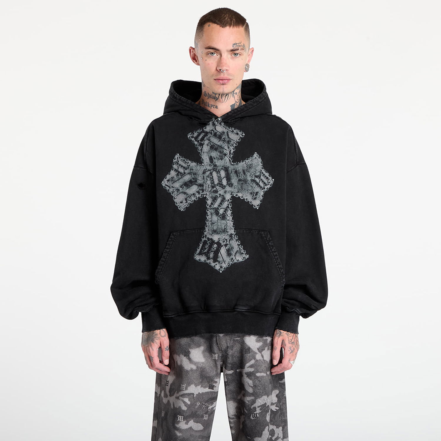 Sweatshirt MISBHV MISBHV Goth Cross Graphic Hoodie Sort | 251M212, 0