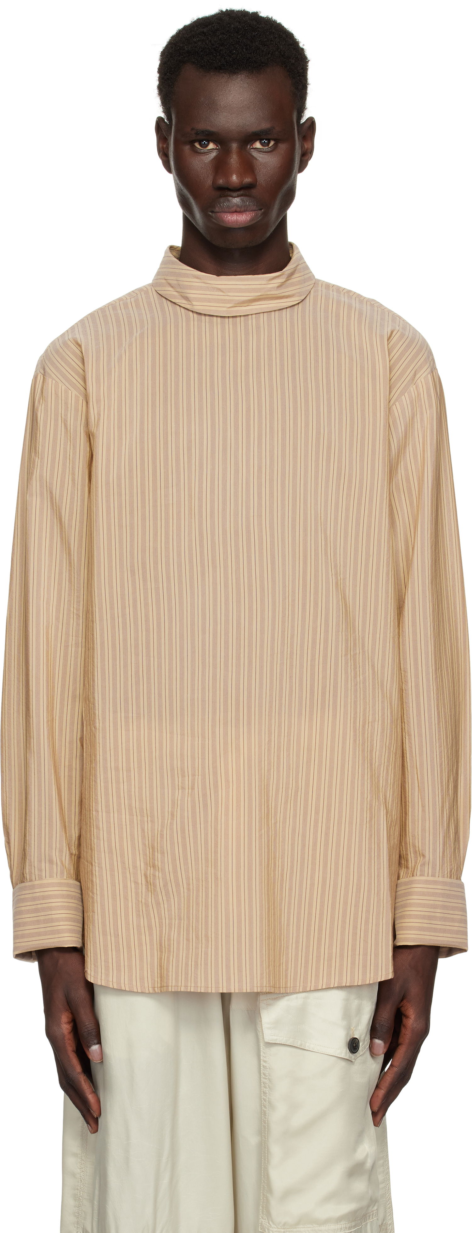 Skjorte Dries Van Noten Dries Van Noten Striped Turtleneck Shirt Beige | 251-020704-1524, 0