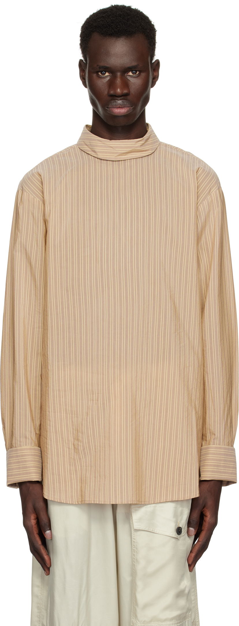Skjorte Dries Van Noten Dries Van Noten Striped Turtleneck Shirt Beige | 251-020704-1524