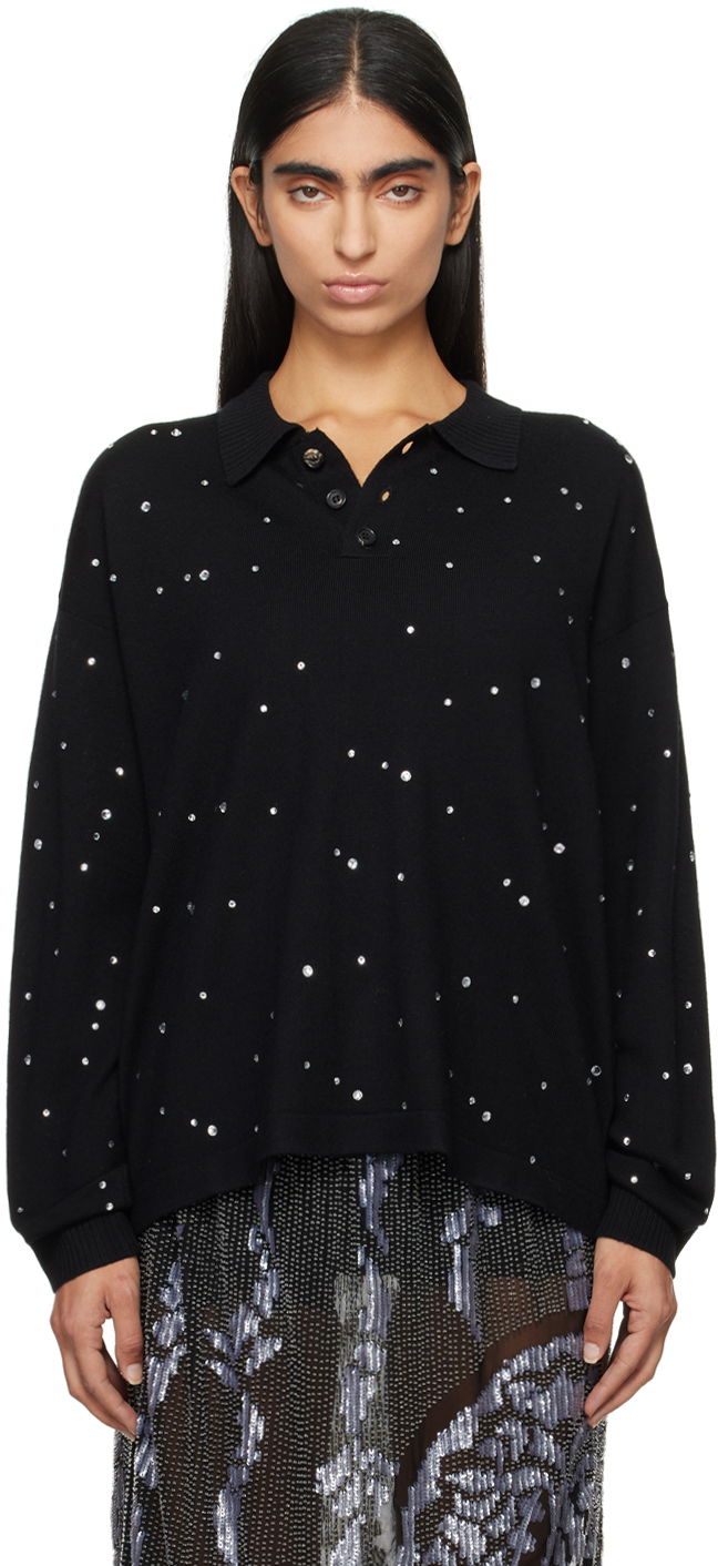Polo skjorte Bode Embellished Cycling Polo Sort | MRF24KT041, 0
