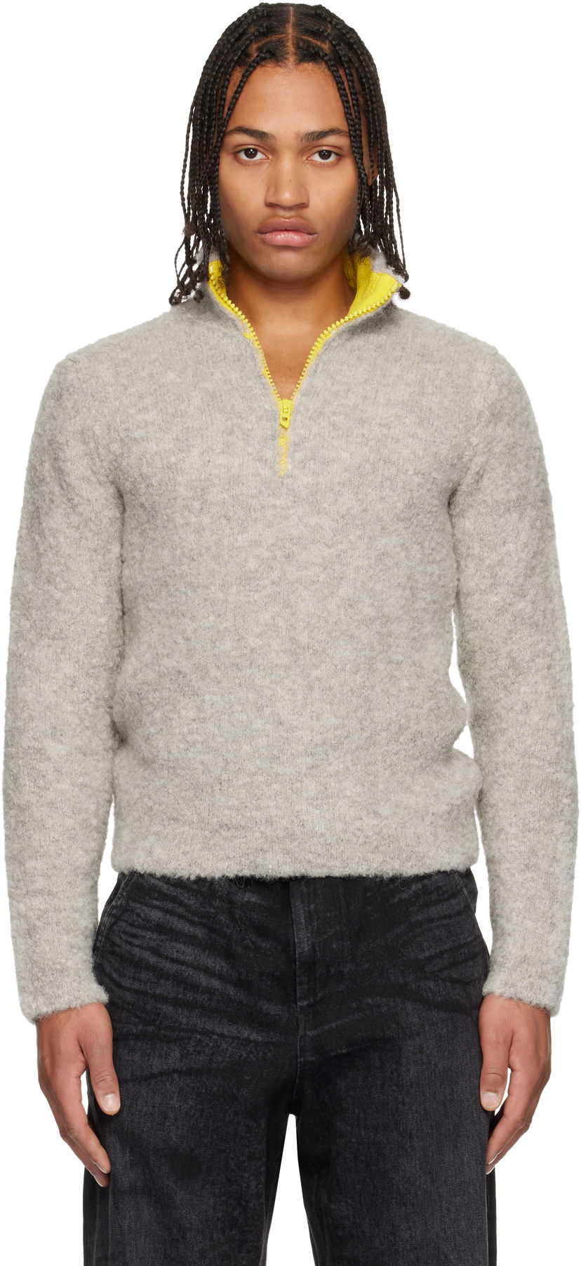 Sweater Diesel Textured K-Eller Half-Zip Sweater Grå | A21443-0CECY-912