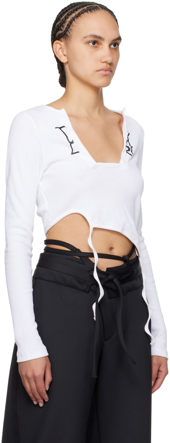 T-shirt Ottolinger Ottolinger Asymmetric Long Sleeve T-Shirt Hvid | 408101, 1