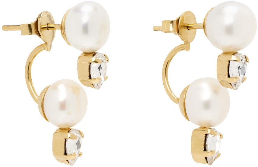 Øreringe Simone Rocha Simone Rocha Pearl Crystal Drop Earrings Hvid | ERG502 0913, 1