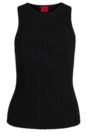 Tanktop BOSS HUGO Women's Ribbed Crepe Racerback Tank Top Sort | 50539890