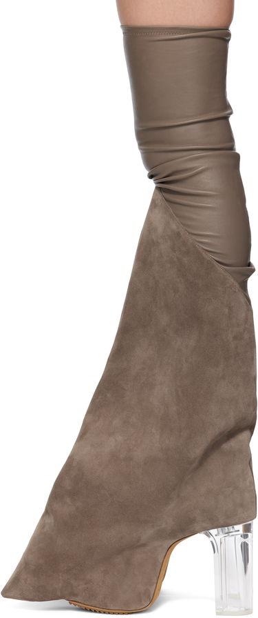 Kjole Rick Owens Rick Owens Hollywood Taco Kiss Suede Tall Boots Grå | RO01E7843 LSLVS0, 2
