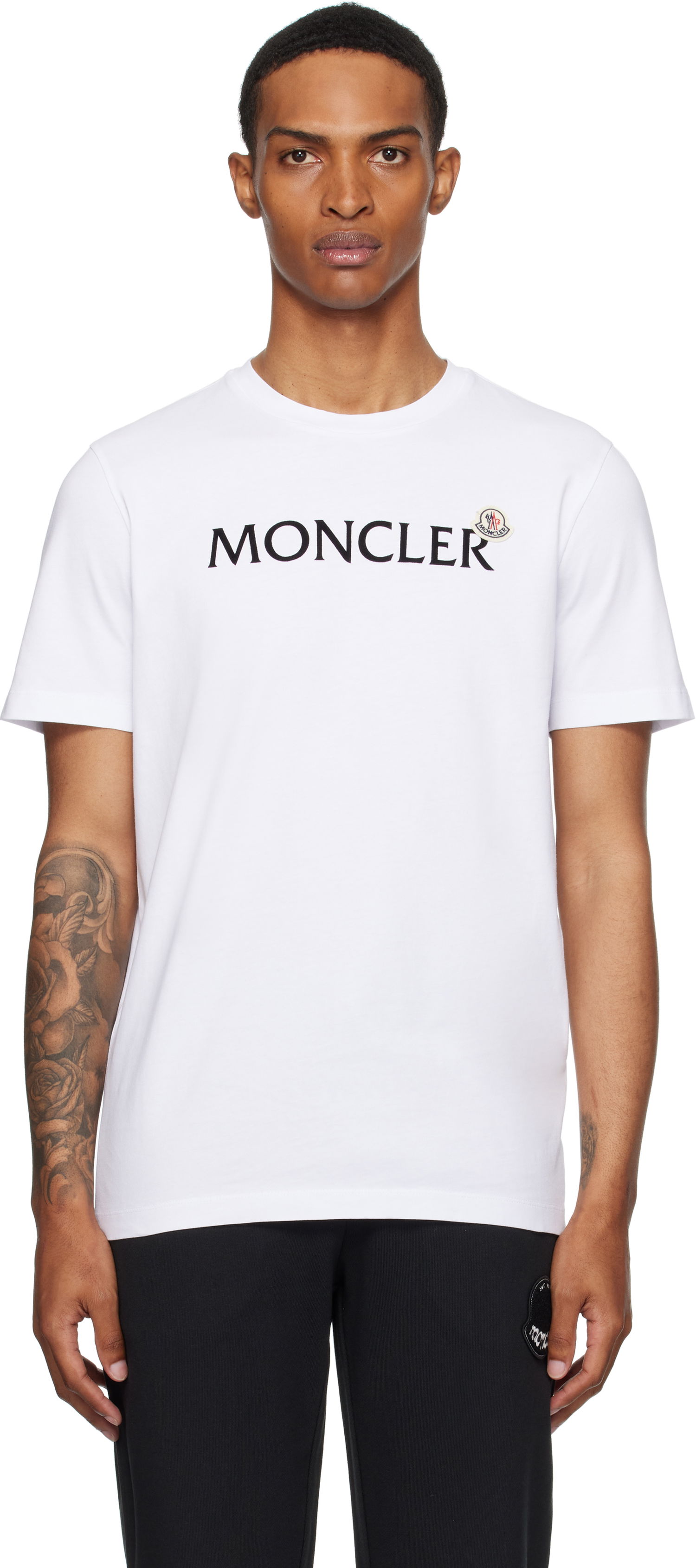 T-shirt Moncler Moncler Flocked Logo Cotton T-Shirt Hvid | K20918C000368390T, 0