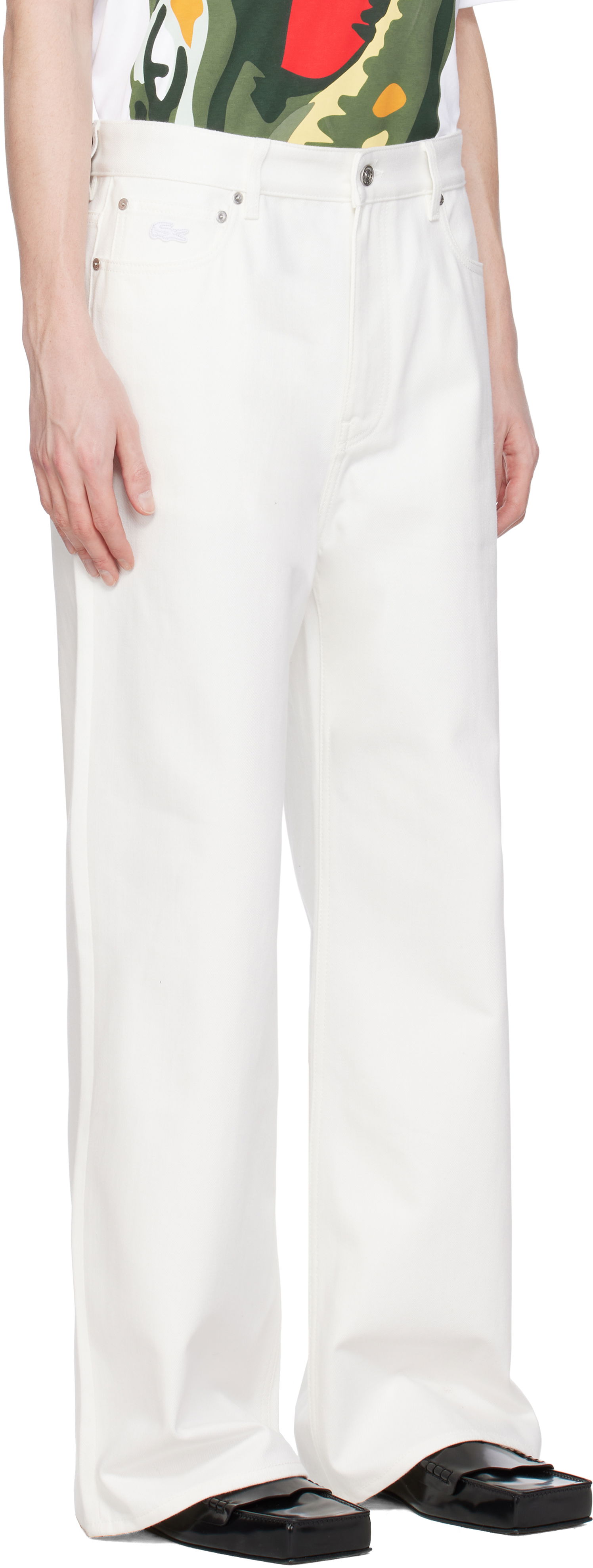 Bukser Lacoste Lacoste Runway Wide Fit Selvedge Jeans Hvid | HH6744, 1