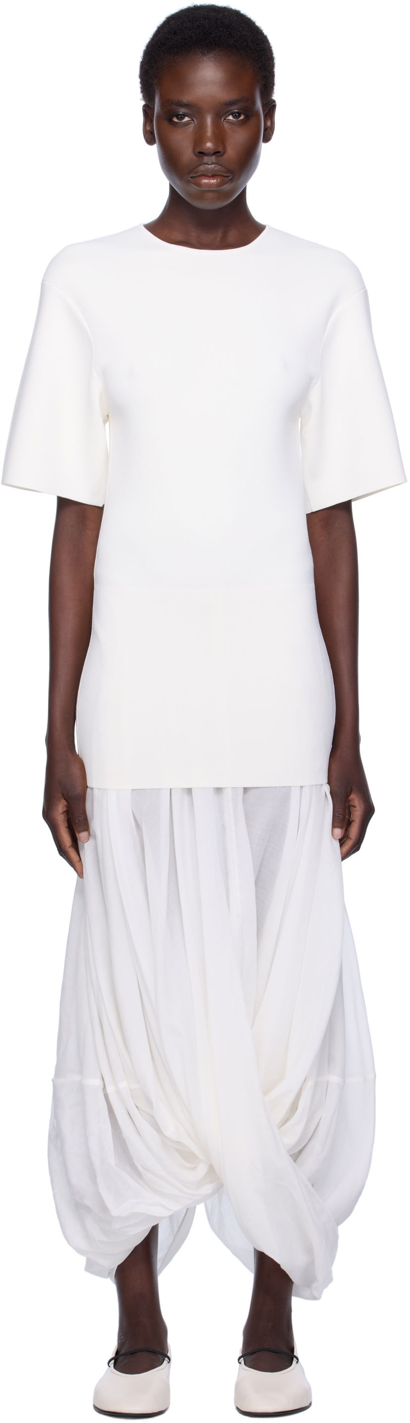 Kjole TOTEME TOTEME Cocoon Tee Midi Dress Hvid | 253-WRD0215-YA0187