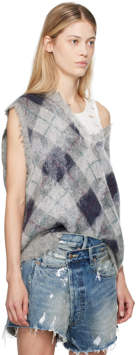 Sweater R13 R13 Oversized Argyle Vest Grå | R13WY244-Y058B, 1