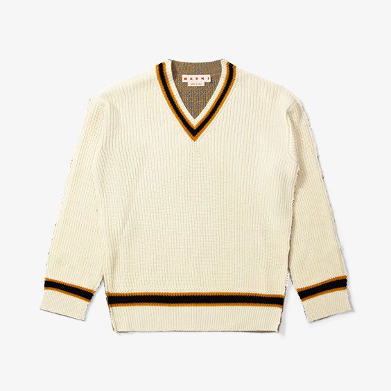 Sweater Marni V-neck Sweater Beige | CVMG0081Q0-MXW08, 0