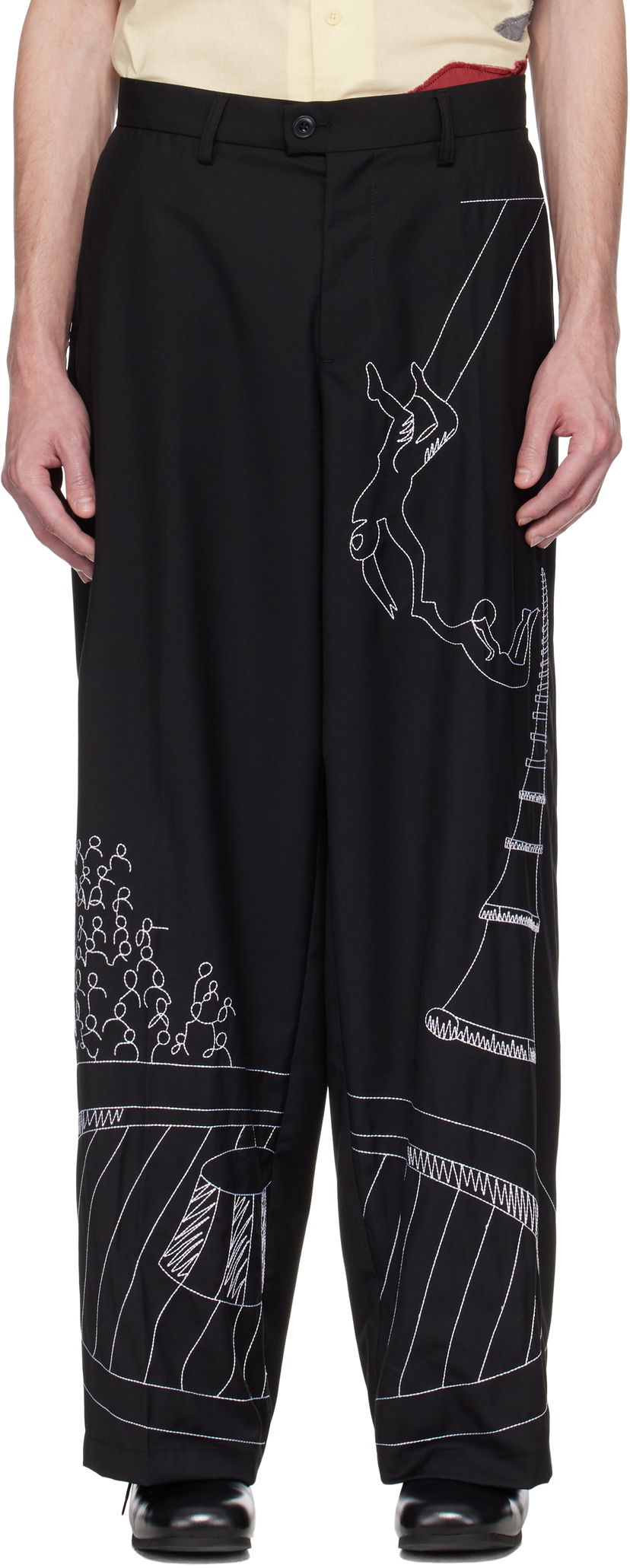 Bukser KidSuper KidSuper Circus Sketch Baggy Trousers Sort | SS25-PT-18