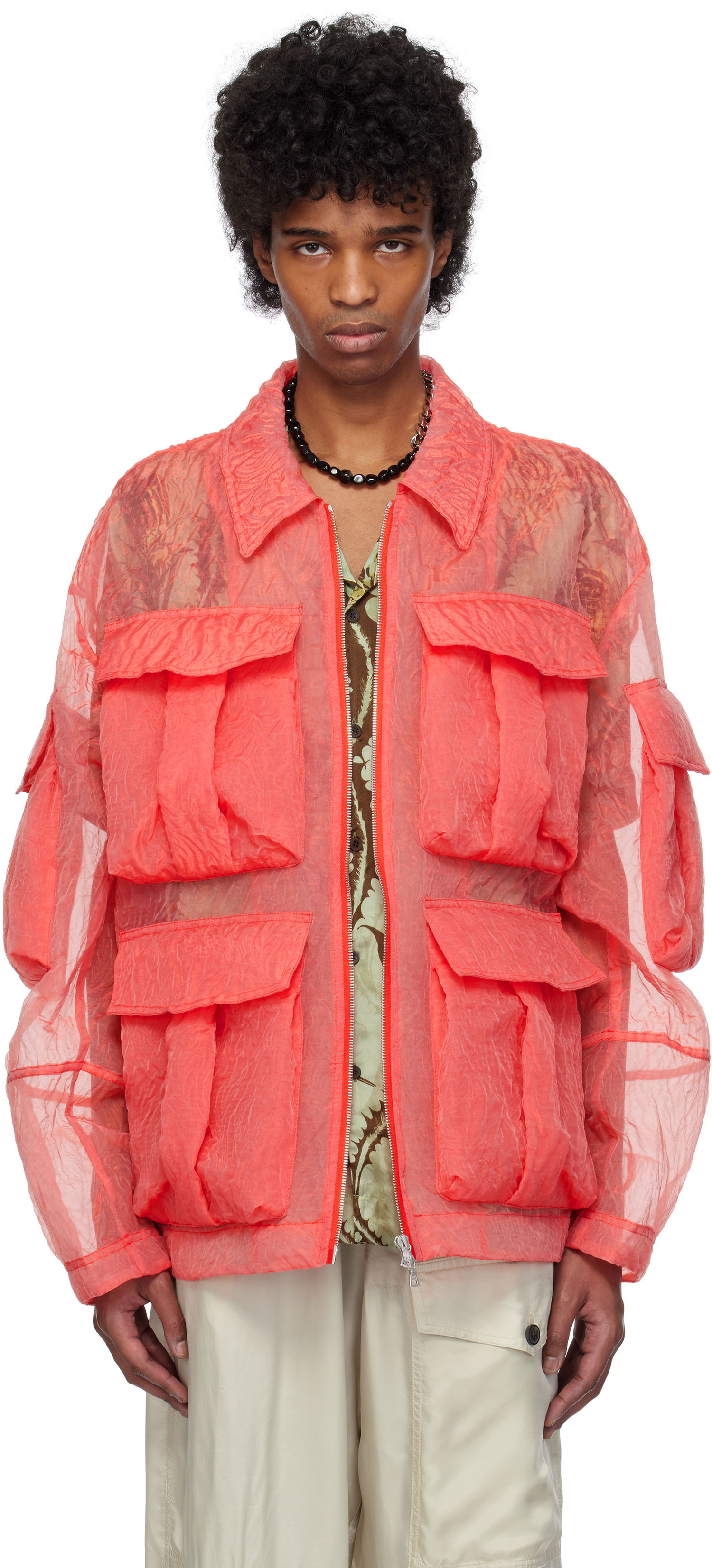 Jakke Dries Van Noten Dries Van Noten Crinkled Pocket Jacket Orange | 251-020529-1277, 0
