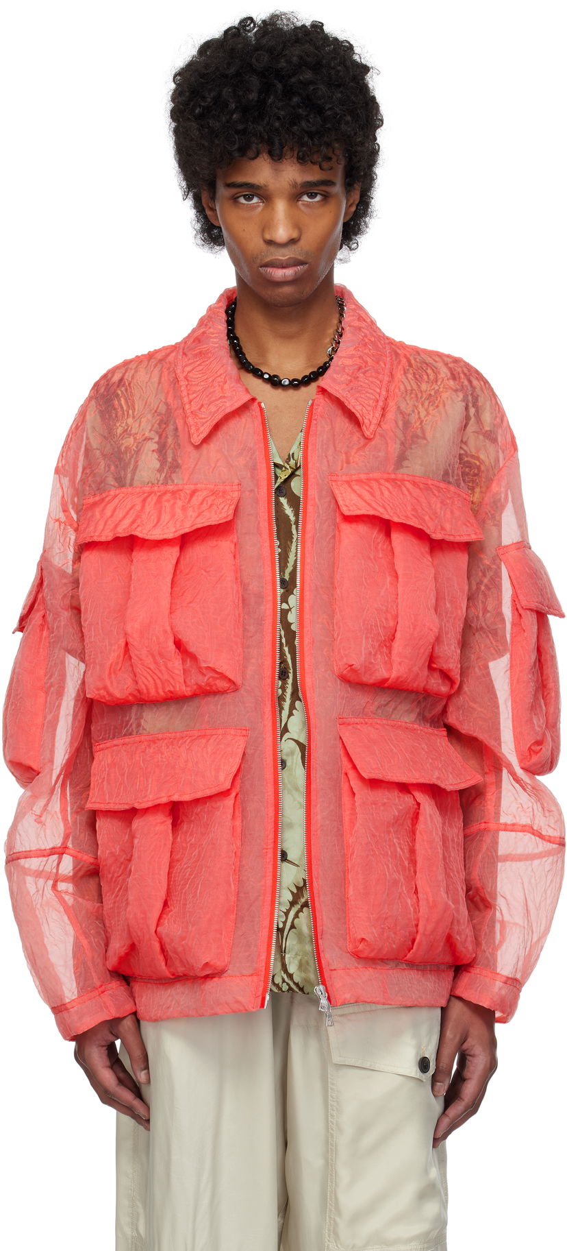 Jakke Dries Van Noten Dries Van Noten Crinkled Pocket Jacket Orange | 251-020529-1277