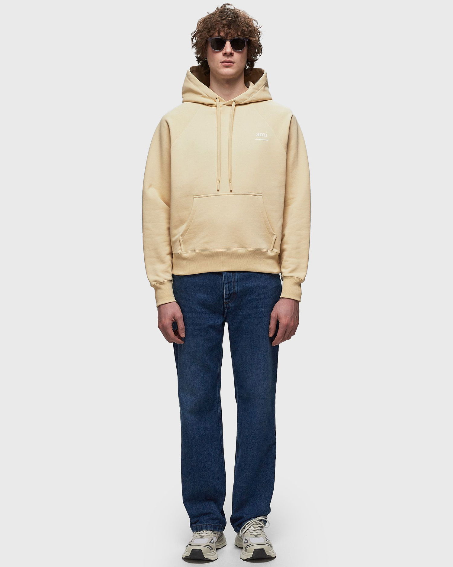 Sweatshirt AMI Paris Raglan Hoodie Sort | USW224.747, 1