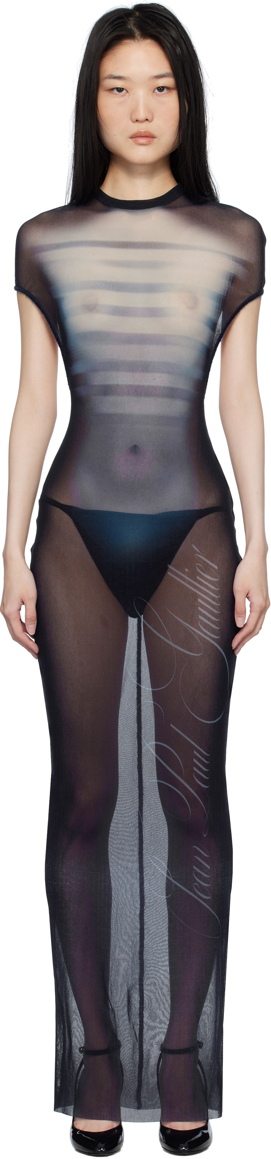 Kjole Jean Paul Gaultier Jean Paul Gaultier 'Le Mâle' Open-Back Maxi Dress Sort | 25/33-F-RO355-T576-595601, 0