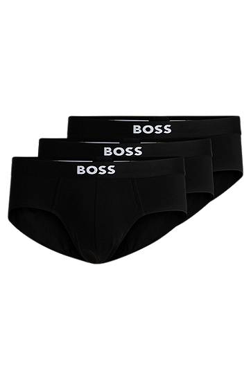 Undertøj og sokker BOSS Three-pack stretch-cotton briefs with logo waistbands Sort | 50546561