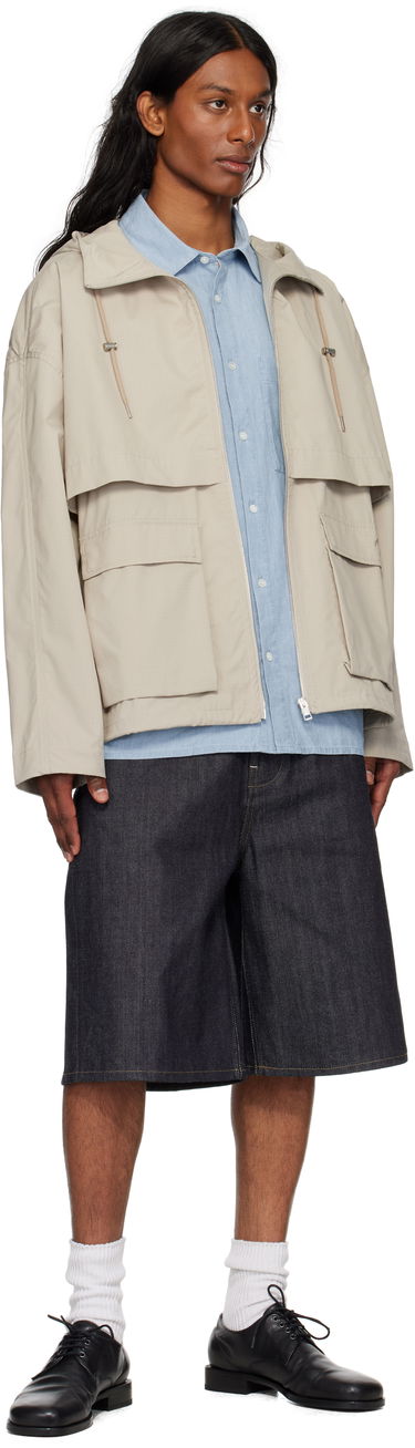 Vindjakke MAISON KITSUNÉ Maison Kitsuné Hooded Windbreaker Jacket Beige | OM02113WW9056, 3