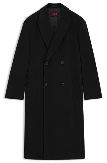 Frakker BOSS HUGO Double-Breasted Wool Blend Coat Sort | 50549291, 0