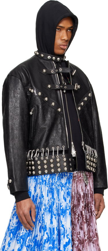 Jakke Chopova Lowena Chopova Lowena Studded Cropped Leather Jacket Sort | 5301, 4