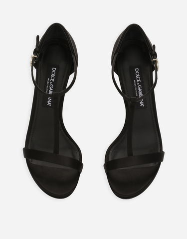 Sneakers og sko Dolce & Gabbana Satin T-bar Sandals Sort | CR1766A763080999, 3