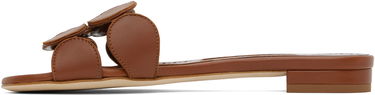 Kjole Manolo Blahnik Manolo Blahnik Haribalmuflat Leather Scalloped Slides Brun | 424-1839, 2
