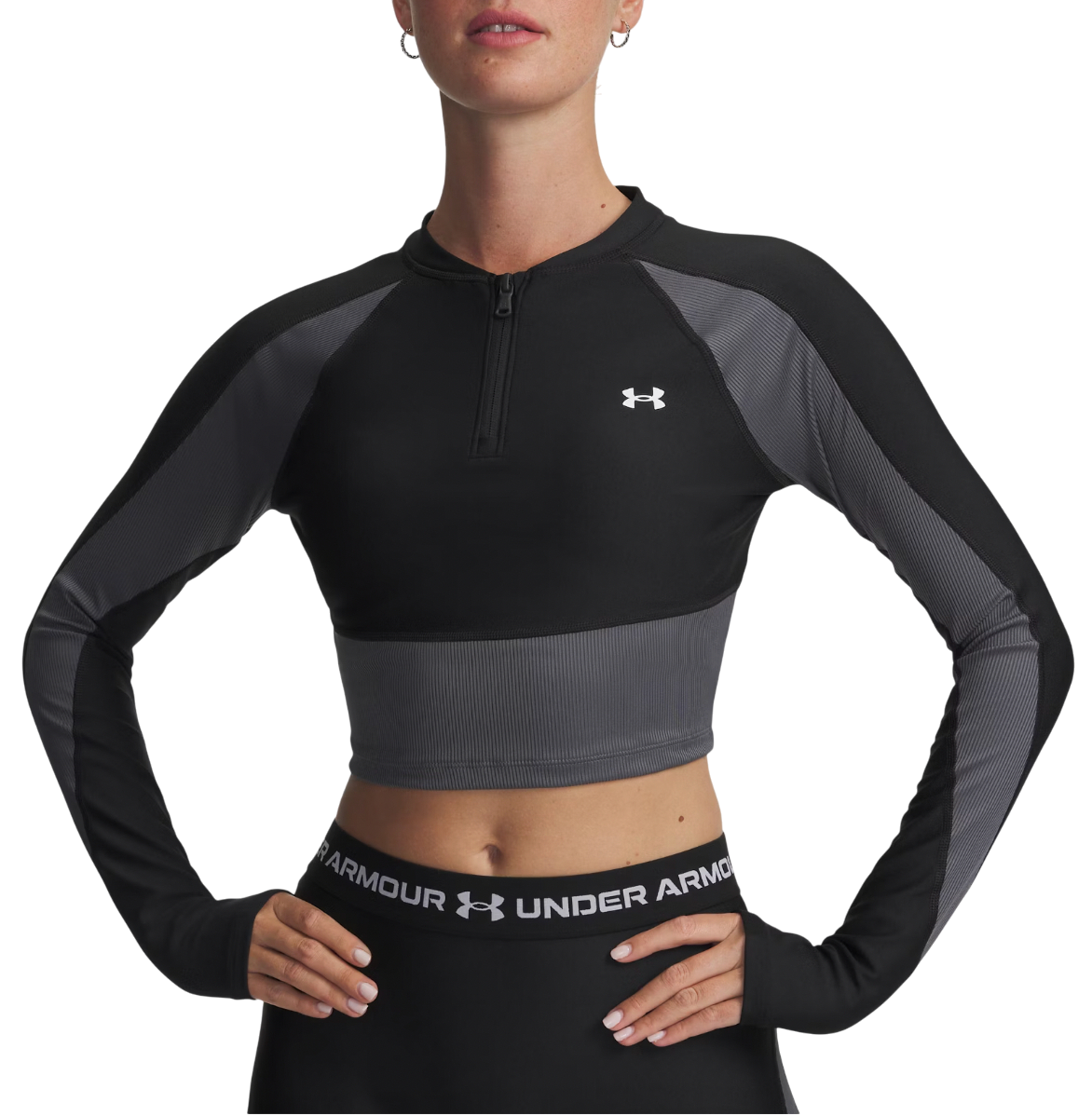 Crop top Under Armour Long Sleeve Crop Top HG Rib 1/4 Zip Sort | 6003981-004, 0