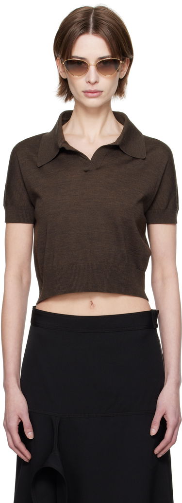 Polo skjorte Khaite Khaite Morgane Cropped Knit Polo Brun | 9747511, 0