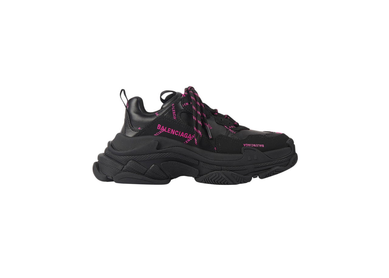 Sneakers og sko Balenciaga Triple S Allover Logo Black Pink W Sort | 524039W2FA11050, 0