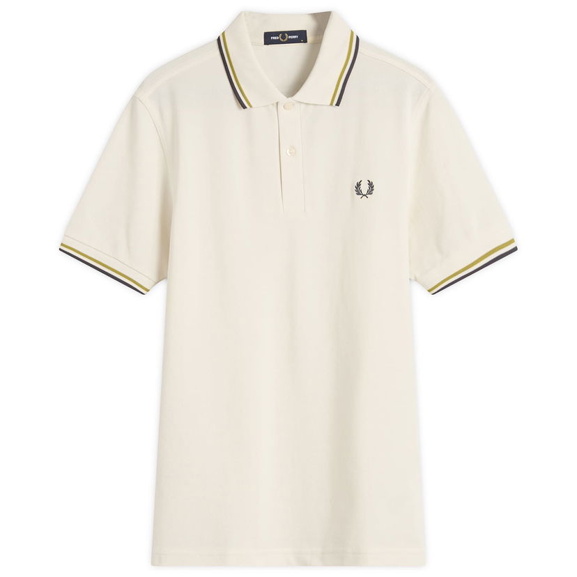 Polo skjorte Fred Perry Fred Perry Twin Tipped Polo Shirt, Size Large Hvid | M3600-46A