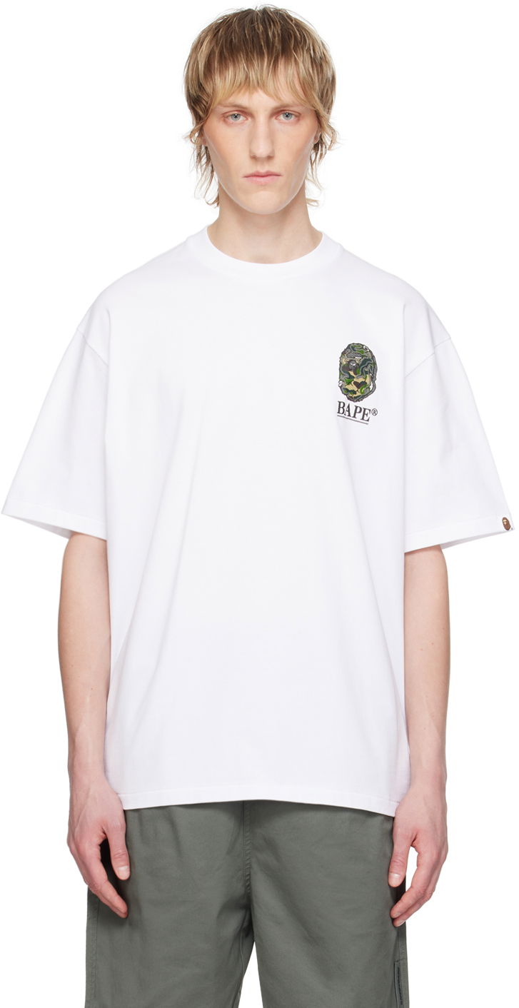 T-shirt BAPE BAPE White Camo Stone Ape Head T-Shirt Hvid | 001TEK301316M, 0