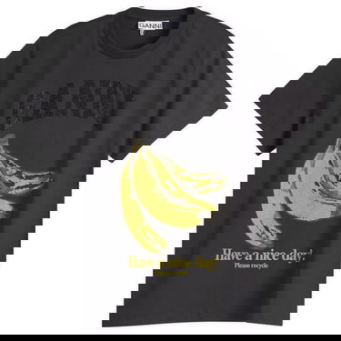 T-shirt GANNI GANNI Banana Print T-Shirt with Rhinestones Sort | T4238-252, 1