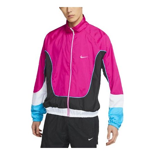 Vindjakke Nike Throwback Colorblock Woven Stand Collar Jacket Lyserød | CV1932-698