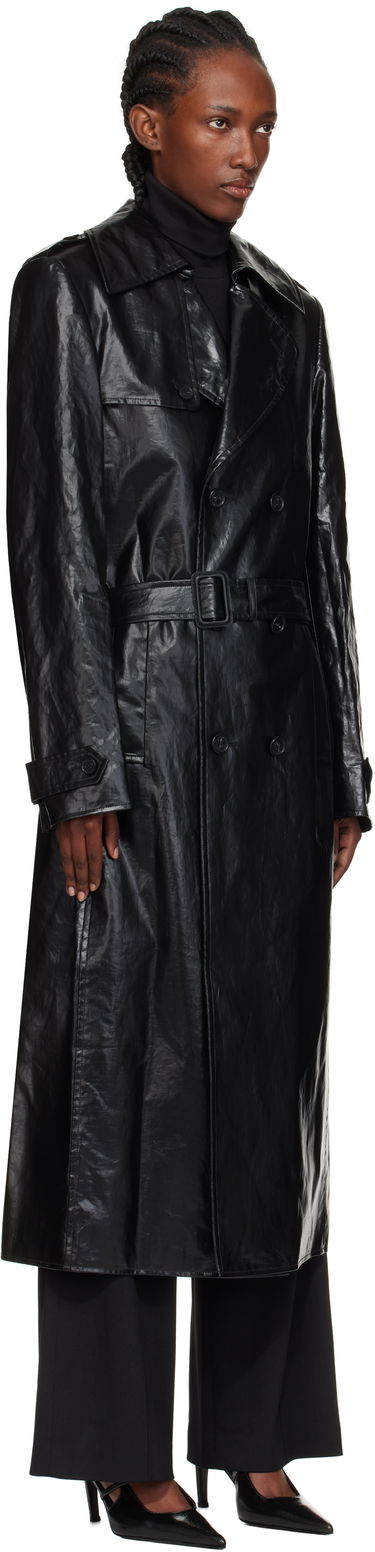 Frakker Maison Margiela MM6 Maison Margiela Shiny Coated Linen Coat Sort | SH2AH0011 M35617, 4