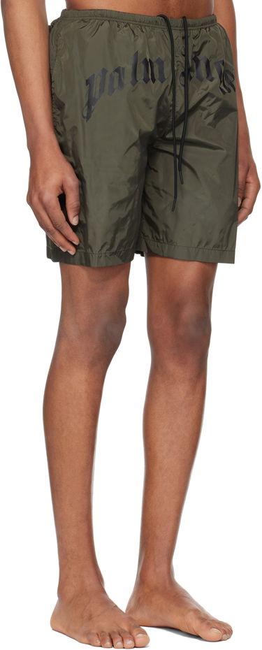 Badetøj Palm Angels Palm Angels Curved Logo Swim Shorts Grøn | PMFD018S25FAB0015610, 1