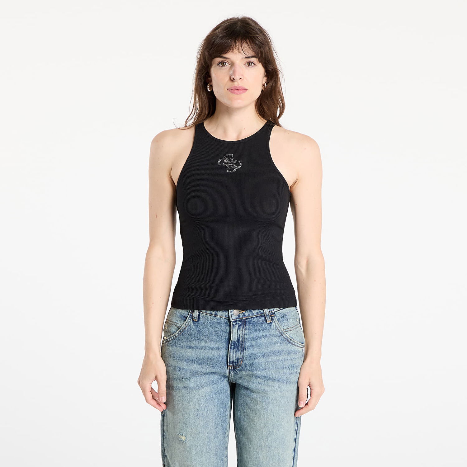 Tanktop GUESS Guess Originals Guendalina Ribbed Tank Top Sort | W5GP57KCV52-JBLK, 0