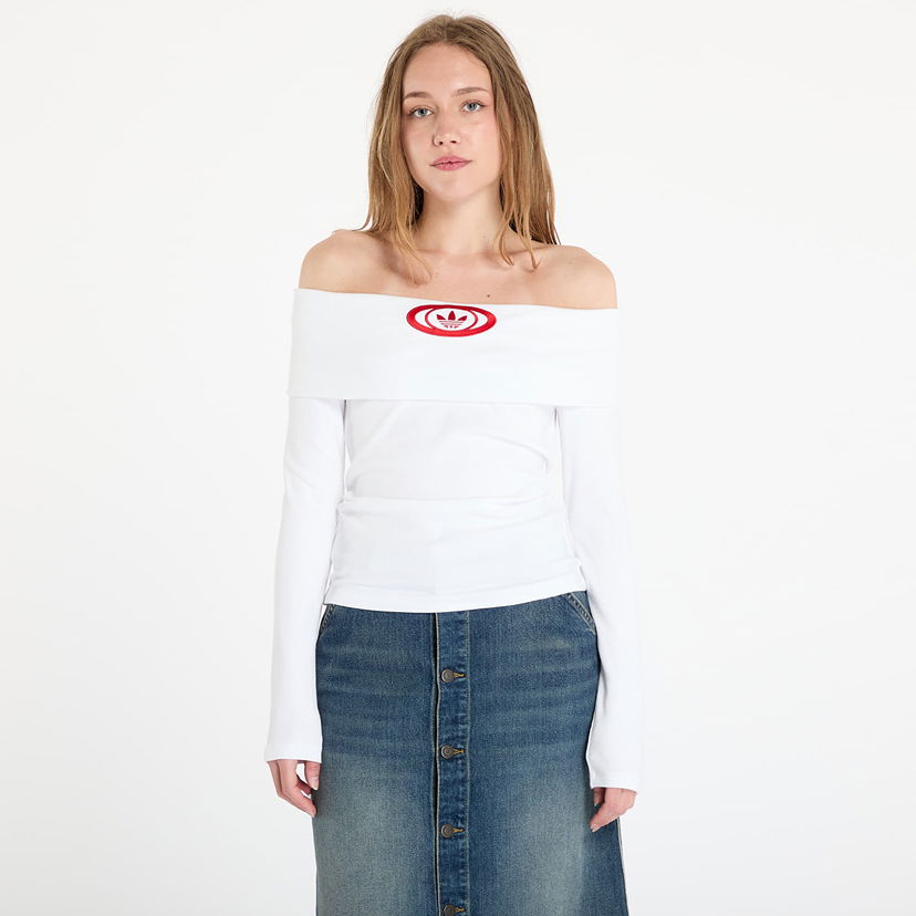 Sweater adidas Originals adidas Originals Off Shoulder Long Sleeve Top Hvid | KA2691