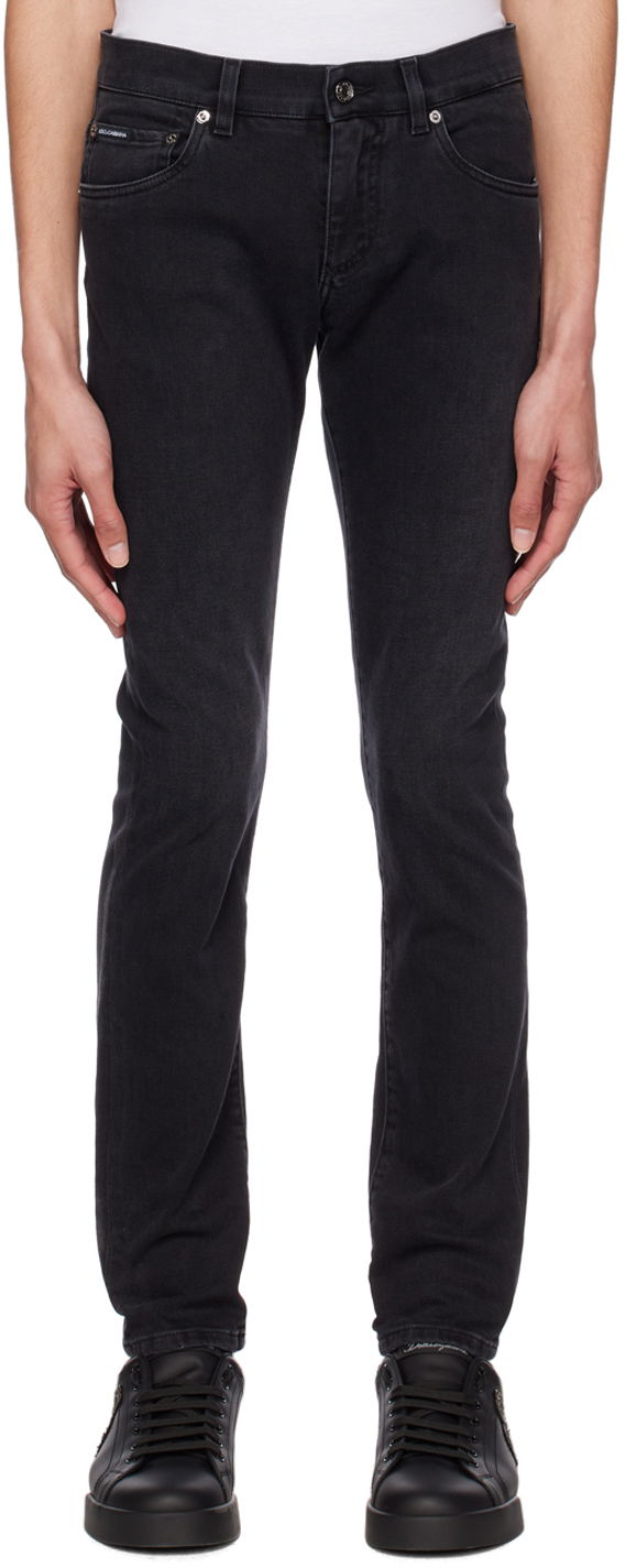Jeans Dolce & Gabbana Black Faded Skinny Jeans Sort | GY07LDG8HW4