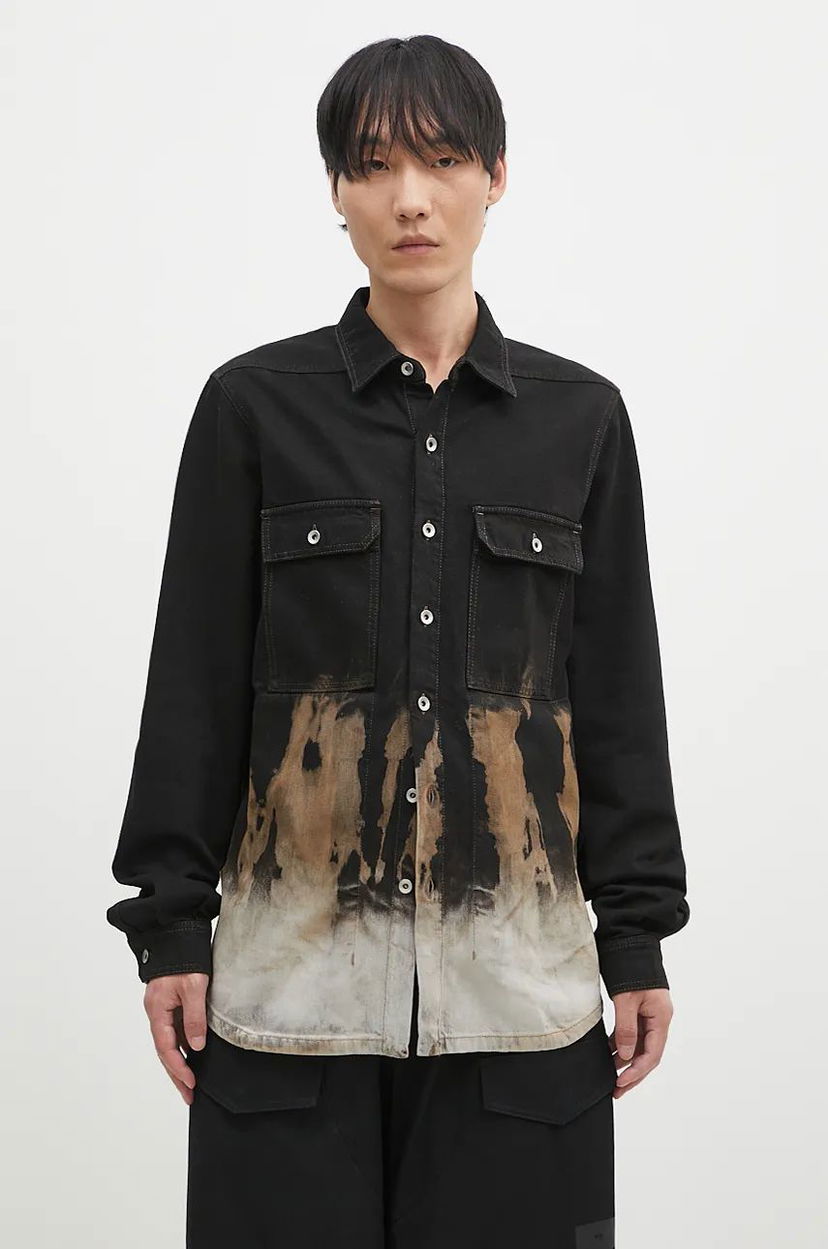 Skjorte Rick Owens Oversize Shirt Sort | DU02D2755.BSUN