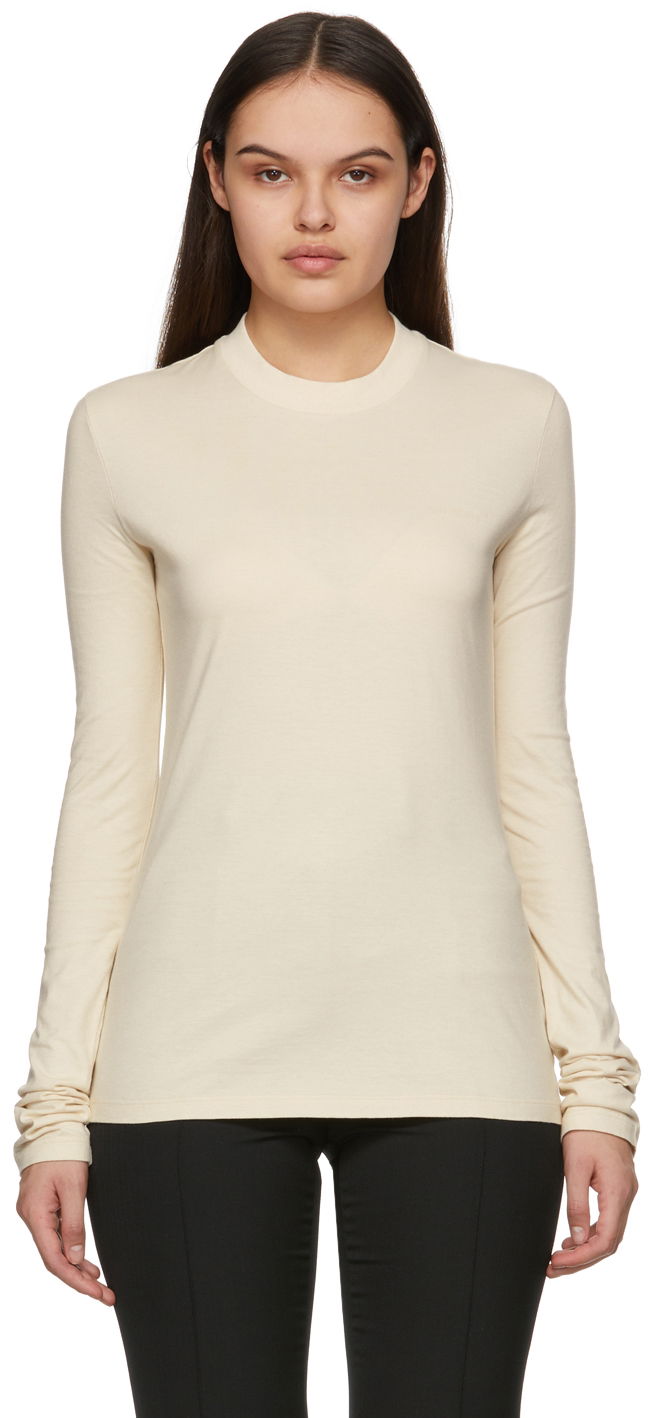 Sweater Off-White Diag Long Sleeve T-Shirt Beige | OWAB031C99JER0016161, 0
