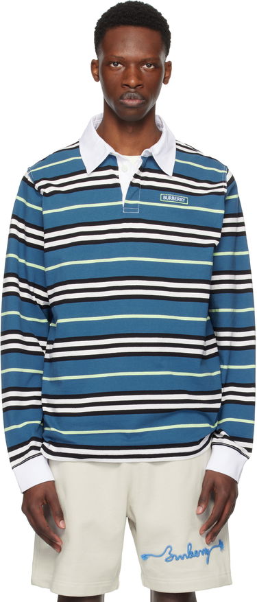 Polo skjorte Burberry Burberry Long-Sleeve Striped Polo Blå | 8106236, 0
