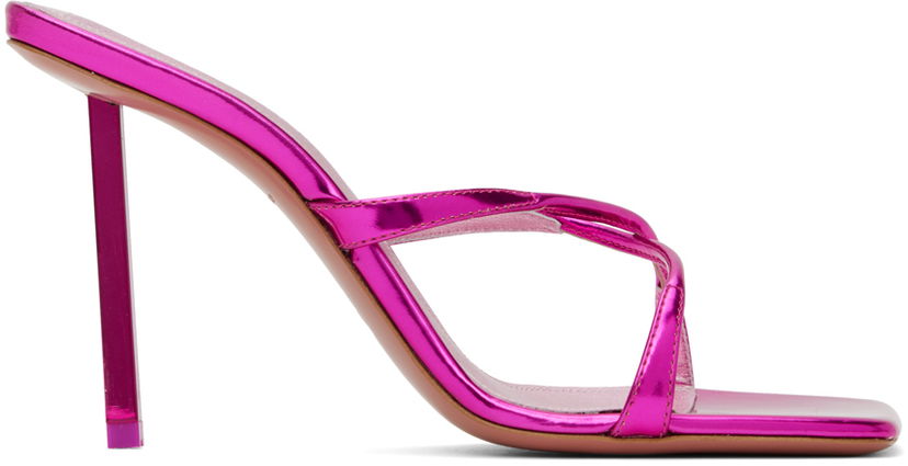 Tilbehør Amina Muaddi Amina Muaddi Adriana 95 Heeled Sandals Lyserød | ADRIANA SLIPPER METAL MIRROR
