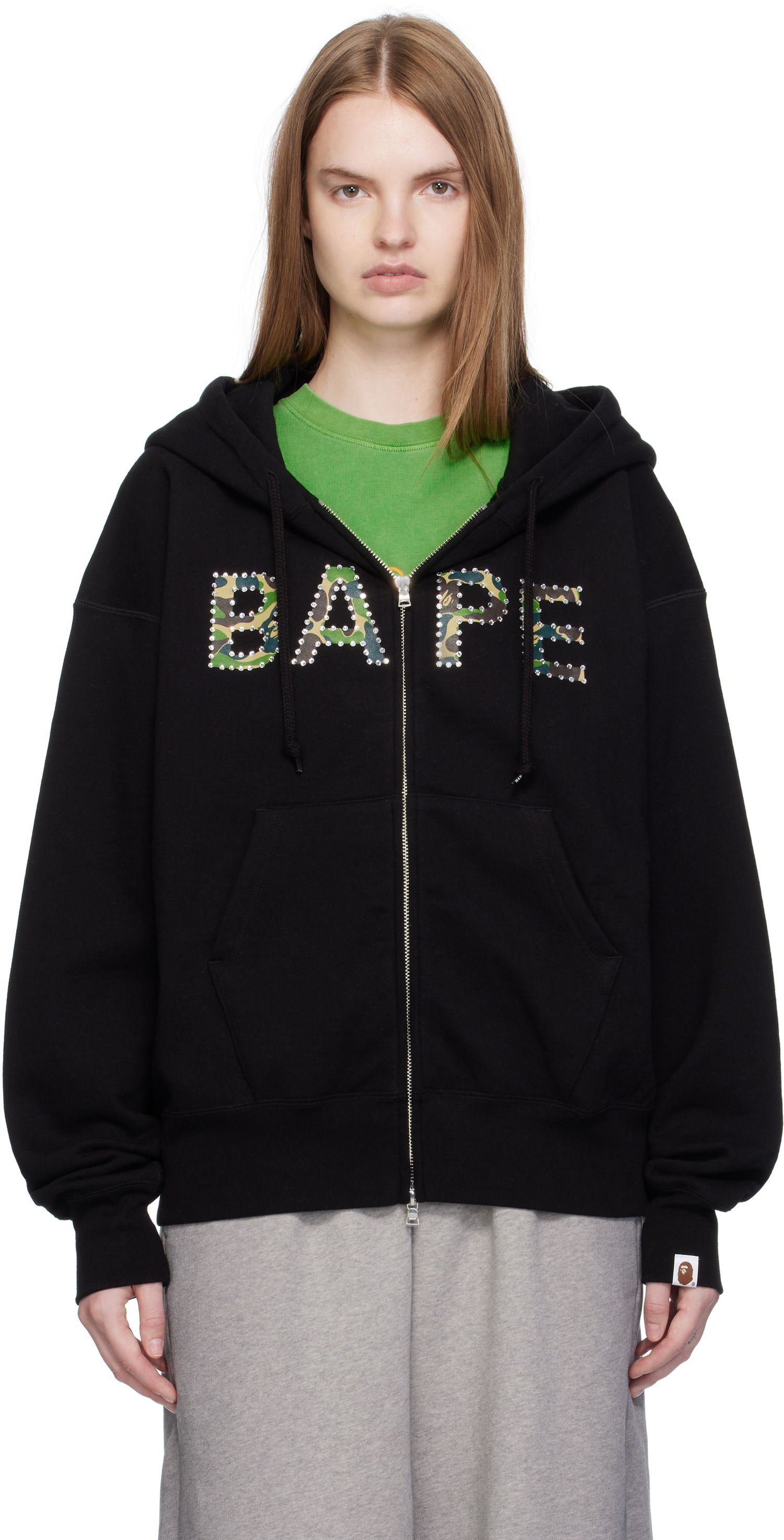 Sweatshirt BAPE ABC Camo Crystal Logo Wide Hoodie Sort | 001ZPL302005L, 0
