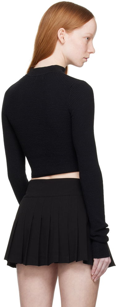 Crop top GUIZIO Guizio Long Sleeve Tie-Front Cropped Top Sort | DGF21B909, 2