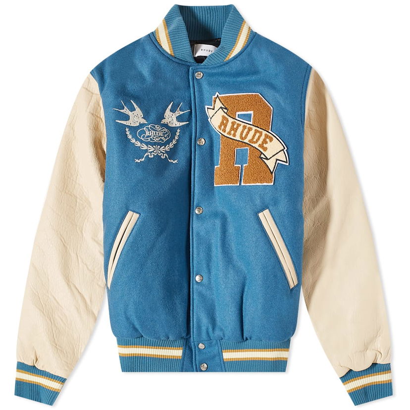 Bomberjakke Rhude Rhude Sparrow Varsity Jacket Blå | RHFW22JA38609048