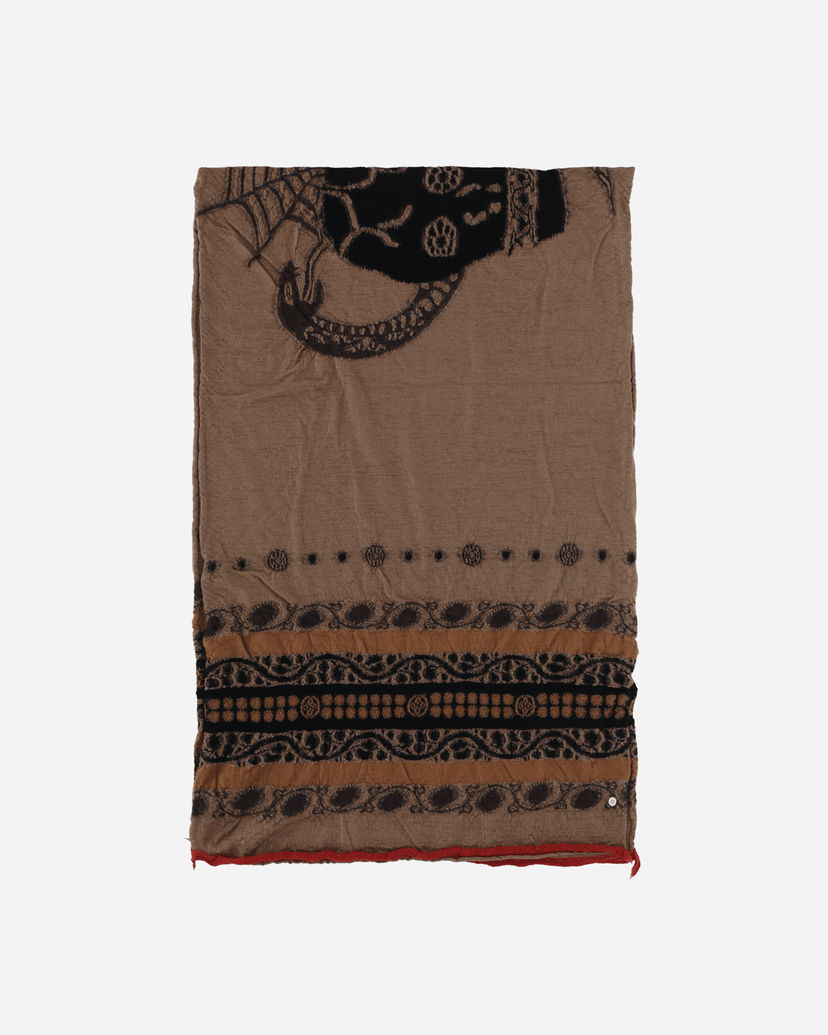 Tørklæde KAPITAL Wool Scarf with Skull Print Brun | EK-1654XM 1