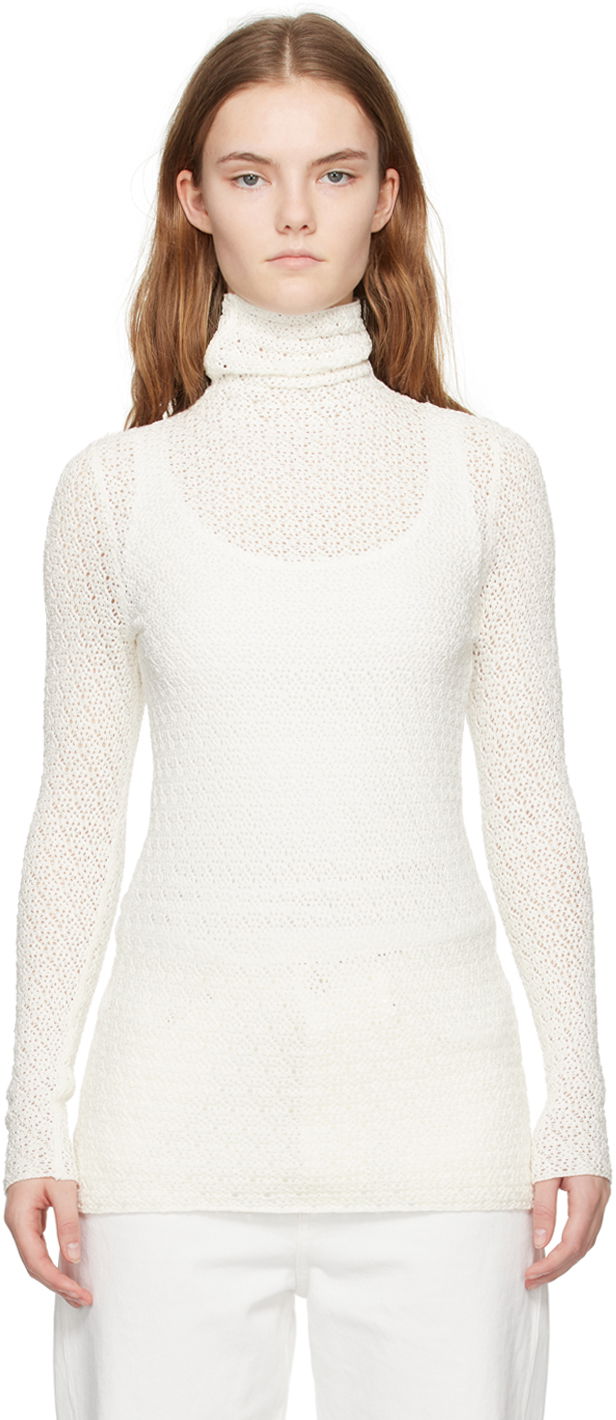 Sweater TOTEME TOTEME Semi-Sheer Turtleneck Hvid | 242-WRT1776-YA0040