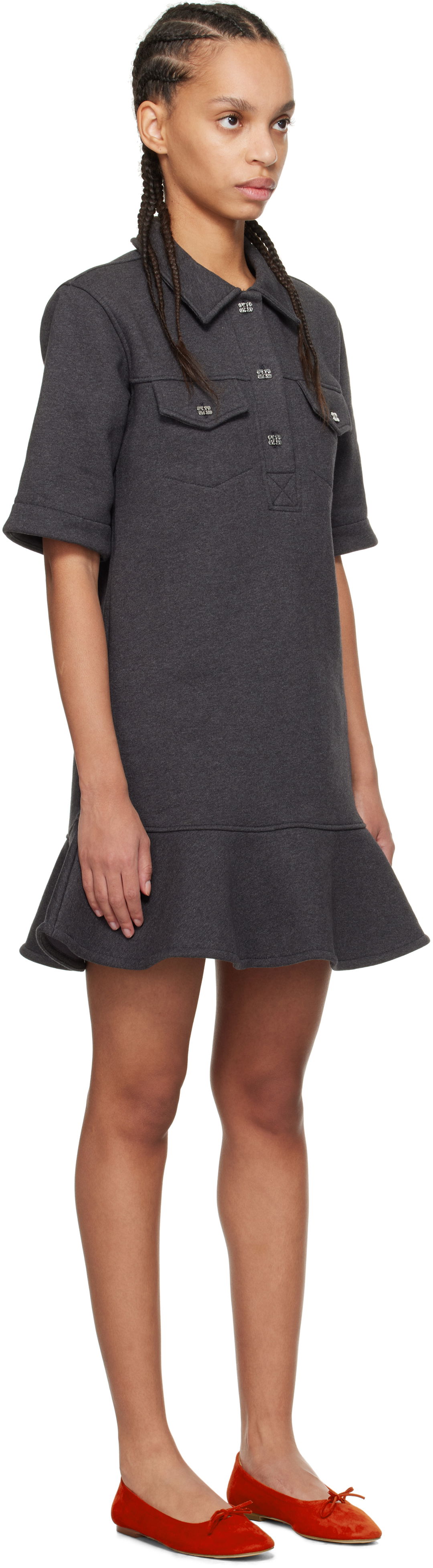 Kjole GANNI Ganni Heavy Fleece Mini Dress Grå | T4108, 1