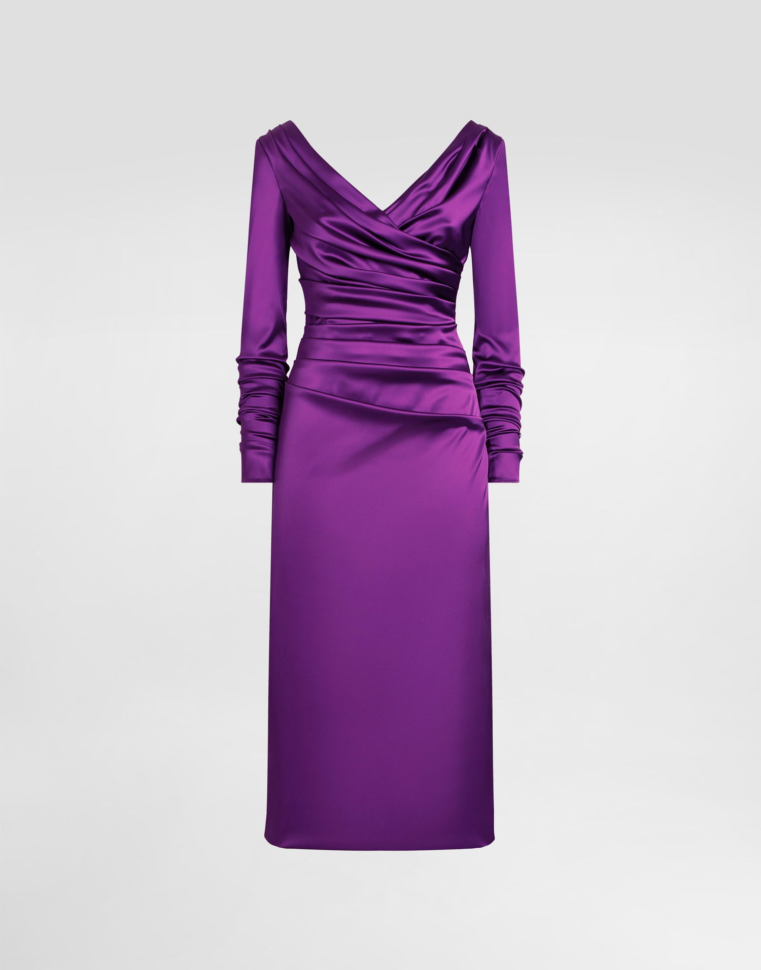 Kjole Dolce & Gabbana Dolce & Gabbana Stretch Satin Longuette Dress Lilla | F6DJFTFURHMF0571, 0