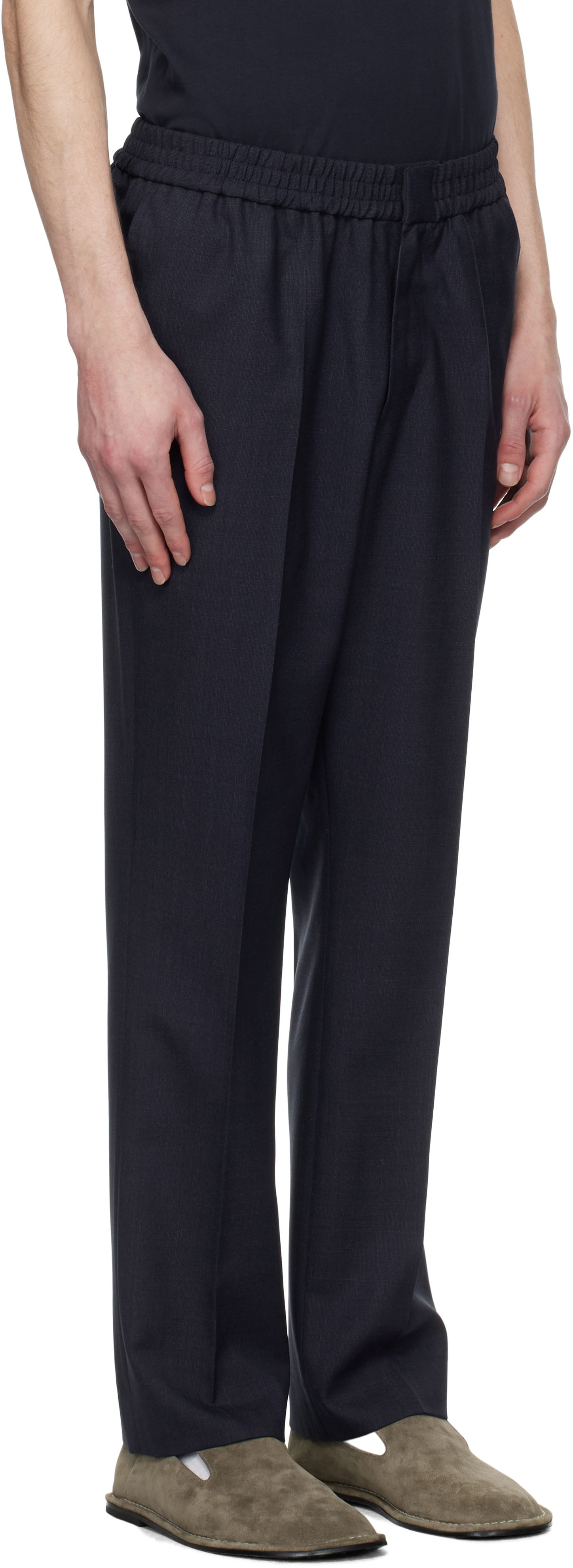 Bukser AMI AMI Paris Elasticated Waist Trousers Mørkeblå | HTR226.WV0043, 1